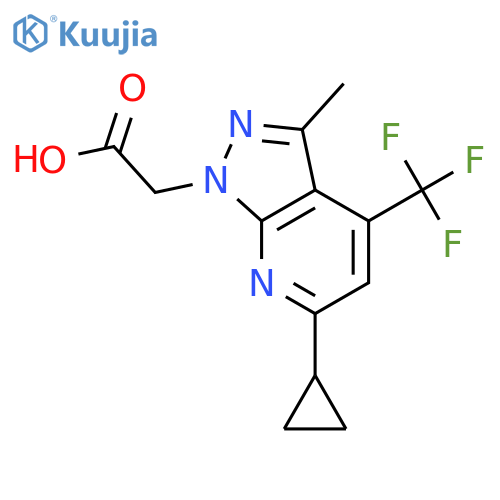 2-6-cyclopropyl-3-methyl-4-(trifluoromethyl)-1H-pyrazolo3,4-bpyridin-1-ylacetic acid structure
