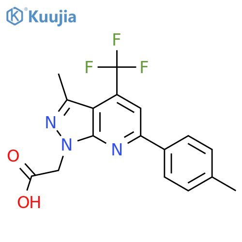 <br>(3-Methyl-6-p-tolyl-4-trifluoromethyl-pyrazolo[3,4-b]pyridin-1-yl)-acetic a cid structure