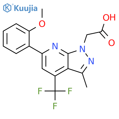 2-6-(2-methoxyphenyl)-3-methyl-4-(trifluoromethyl)-1H-pyrazolo3,4-bpyridin-1-ylacetic acid structure