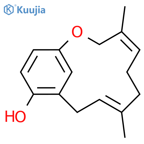 2-Oxabicyclo[9.3.1]pentadeca-1(15),4,8,11,13-pentaen-12-ol, 4,8-dimethyl- structure