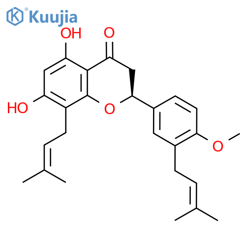 (2S)-5,7-Dihydroxy-2-[4-methoxy-3-(3-methylbut-2-enyl)phenyl]-8-(3-methylbut-2-enyl)-2,3-dihydrochromen-4-one structure