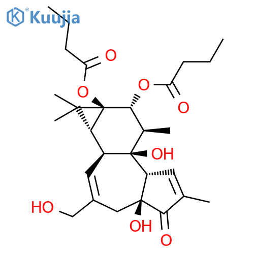 Butanoic acid,1,1'-[(1aR,1bS,4aS,7aS,7bS,8R,9R,9aS)-1,1a,1b,4,4a,5,7a,7b,8,9-decahydro-4a,7b-dihydroxy-3-(hydroxymethyl)-1,1,6,8-tetramethyl-5-oxo-9aH-cyclopropa[3,4]benz[1,2-e]azulene-9,9a-diyl]ester structure