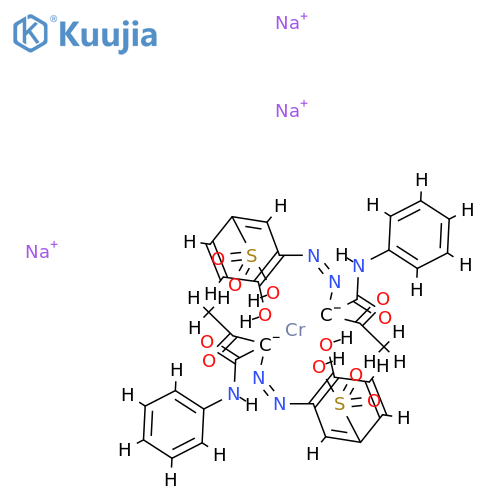 trisodium bis[3-[[1-(anilinocarbonyl)-2-oxopropyl]azo]-4-hydroxybenzenesulphonato(3-)]chromate(3-) structure