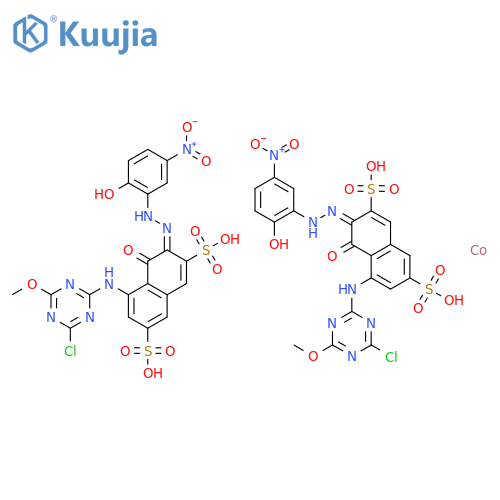 Cobaltate(5-),bis[5-[(4-chloro-6-methoxy-1,3,5-triazin-2-yl)amino]-4-hydroxy-3-[(2-hydroxy-5-nitrophenyl)azo]-2,7-naphthalenedisulfonato(4-)]-,pentahydrogen (9CI) structure