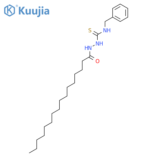 Hexadecanoic acid, 2-[[(phenylmethyl)amino]thioxomethyl]hydrazide structure