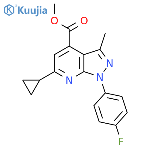 methyl 6-cyclopropyl-1-(4-fluorophenyl)-3-methyl-1H-pyrazolo3,4-bpyridine-4-carboxylate structure