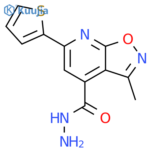 3-methyl-6-(thiophen-2-yl)-1,2oxazolo5,4-bpyridine-4-carbohydrazide structure