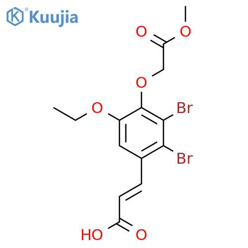 (2E)-3-[2,3-dibromo-5-ethoxy-4-(2-methoxy-2-oxoethoxy)phenyl]acrylic acid structure