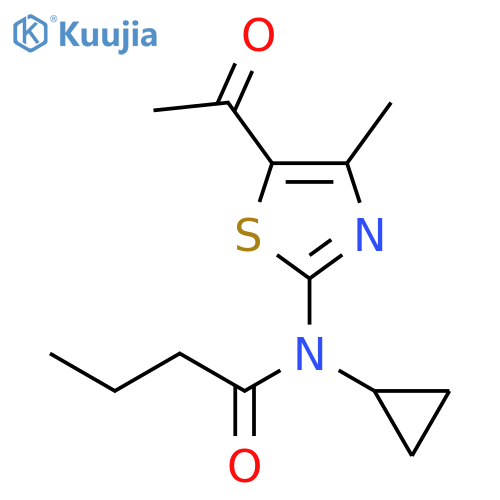 N-(5-acetyl-4-methyl-1,3-thiazol-2-yl)-N-cyclopropylbutanamide structure