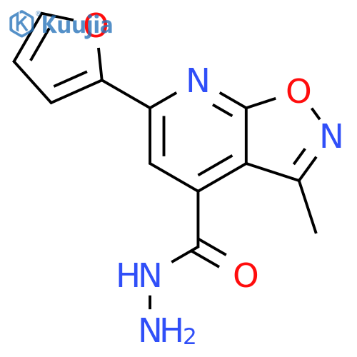 6-(furan-2-yl)-3-methyl-1,2oxazolo5,4-bpyridine-4-carbohydrazide structure
