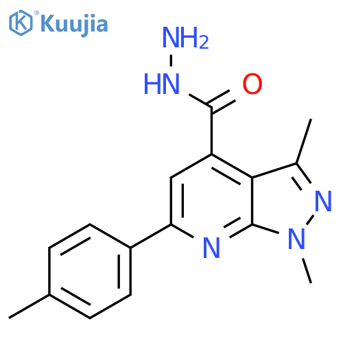1,3-dimethyl-6-(4-methylphenyl)-1H-pyrazolo3,4-bpyridine-4-carbohydrazide structure