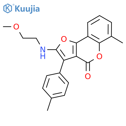 2-(2-methoxyethyl)amino-6-methyl-3-(4-methylphenyl)-4H-furo3,2-cchromen-4-one structure
