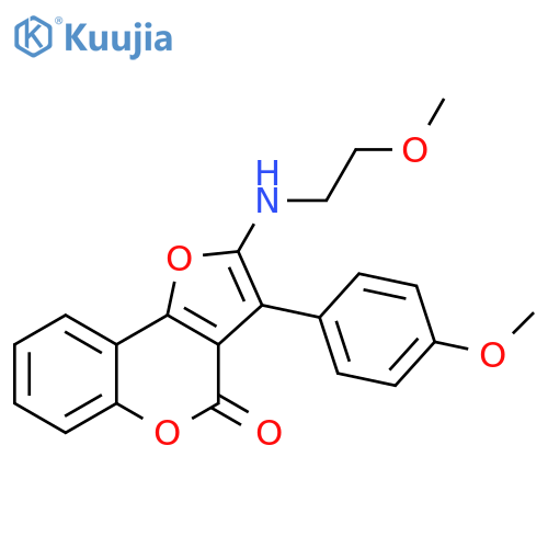 2-(2-methoxyethyl)amino-3-(4-methoxyphenyl)-4H-furo3,2-cchromen-4-one structure