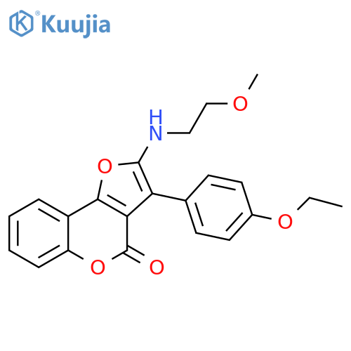 3-(4-ethoxyphenyl)-2-(2-methoxyethyl)amino-4H-furo3,2-cchromen-4-one structure