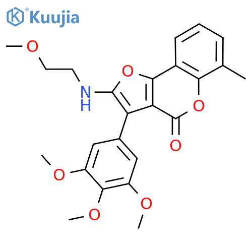 2-(2-methoxyethyl)amino-6-methyl-3-(3,4,5-trimethoxyphenyl)-4H-furo3,2-cchromen-4-one structure