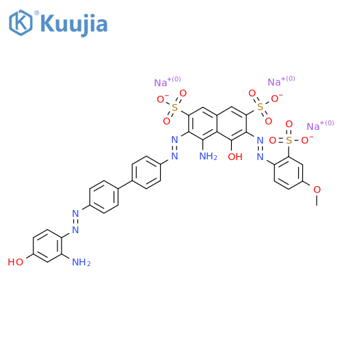 trisodium 4-amino-3-[[4'-[(2-amino-4-hydroxyphenyl)azo][1,1'-biphenyl]-4-yl]azo]-5-hydroxy-6-[(4-methoxy-2-sulphonatophenyl)azo]naphthalene-2,7-disulphonate structure
