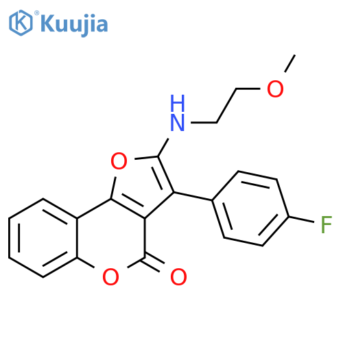 3-(4-fluorophenyl)-2-(2-methoxyethyl)amino-4H-furo3,2-cchromen-4-one structure