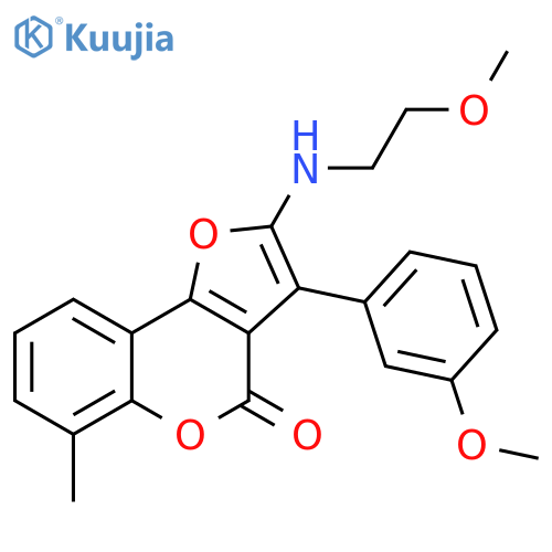 2-(2-methoxyethyl)amino-3-(3-methoxyphenyl)-6-methyl-4H-furo3,2-cchromen-4-one structure