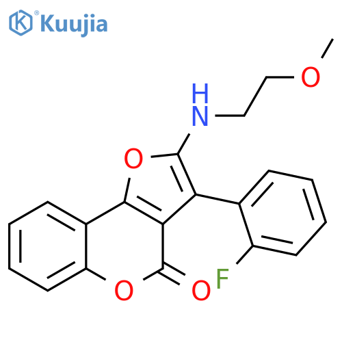 3-(2-fluorophenyl)-2-(2-methoxyethyl)amino-4H-furo3,2-cchromen-4-one structure