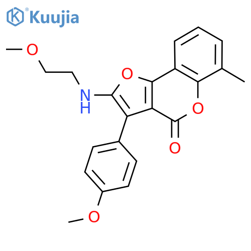 2-(2-methoxyethyl)amino-3-(4-methoxyphenyl)-6-methyl-4H-furo3,2-cchromen-4-one structure