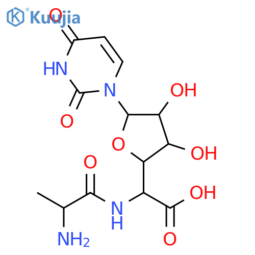 2-(2-aminopropanoylamino)-2-[(2R,3S,4R,5R)-5-(2,4-dioxopyrimidin-1-yl)-3,4-dihydroxy-tetrahydrofuran-2-yl]acetic acid structure