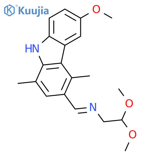 Ethanamine,2,2-dimethoxy-N-[(6-methoxy-1,4-dimethyl-9H-carbazol-3-yl)methylene]- structure