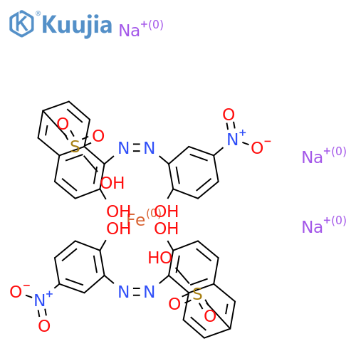 trisodium bis[6-hydroxy-5-[(2-hydroxy-5-nitrophenyl)azo]naphthalene-2-sulphonato(3-)]ferrate(3-) structure