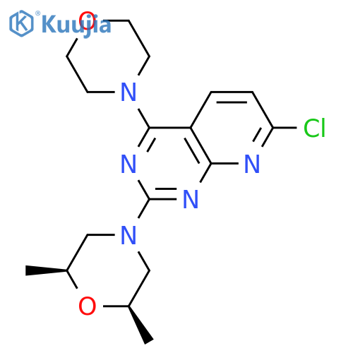 Pyrido[2,3-d]pyrimidine, 7-chloro-2-[(2R,6S)-2,6-dimethyl-4-morpholinyl]-4-(4-morpholinyl)-, rel- structure