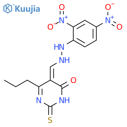 5-[(Z)-[(2,4-dinitrophenyl)hydrazinylidene]methyl]-6-propyl-2-sulfanylidene-1H-pyrimidin-4-one structure