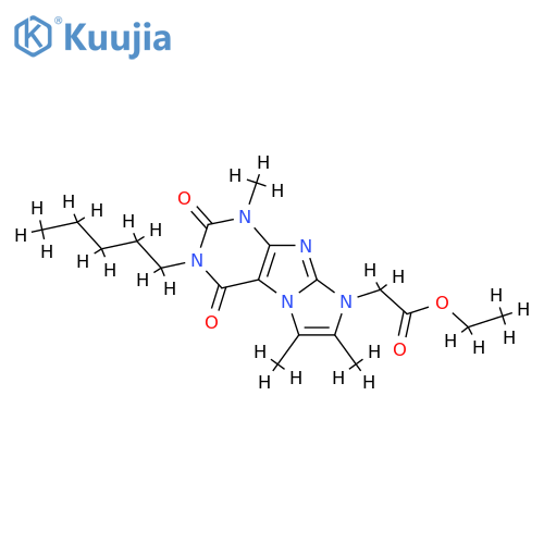 ethyl 2-{1,6,7-trimethyl-2,4-dioxo-3-pentyl-1H,2H,3H,4H,8H-imidazo1,2-gpurin-8-yl}acetate structure