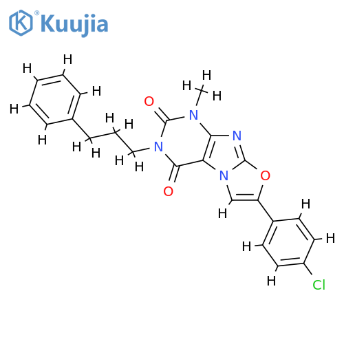 7-(4-chlorophenyl)-1-methyl-3-(3-phenylpropyl)-1H,2H,3H,4H-1,3oxazolo3,2-gpurine-2,4-dione structure
