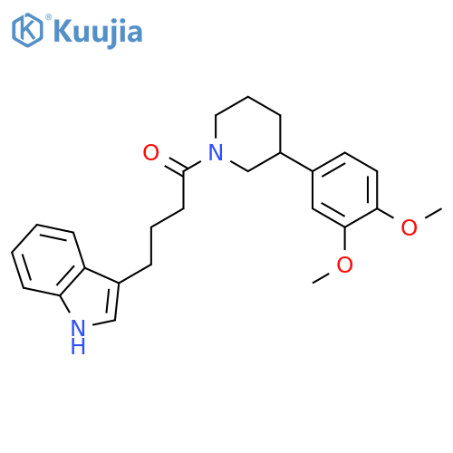 Piperidine, 3-(3,4-dimethoxyphenyl)-1-[4-(1H-indol-3-yl)-1-oxobutyl]- structure