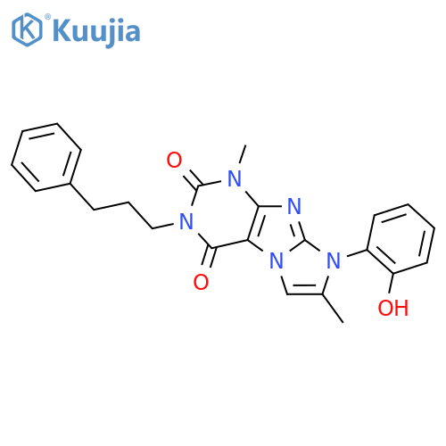 8-(2-hydroxyphenyl)-1,7-dimethyl-3-(3-phenylpropyl)-1H,2H,3H,4H,8H-imidazo1,2-gpurine-2,4-dione structure