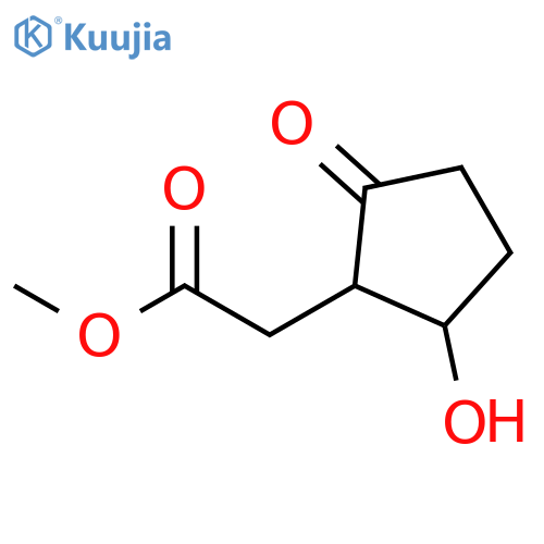 Cyclopentaneacetic acid, 2-hydroxy-5-oxo-, methyl ester structure