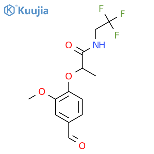 2-(4-formyl-2-methoxyphenoxy)-N-(2,2,2-trifluoroethyl)propanamide structure
