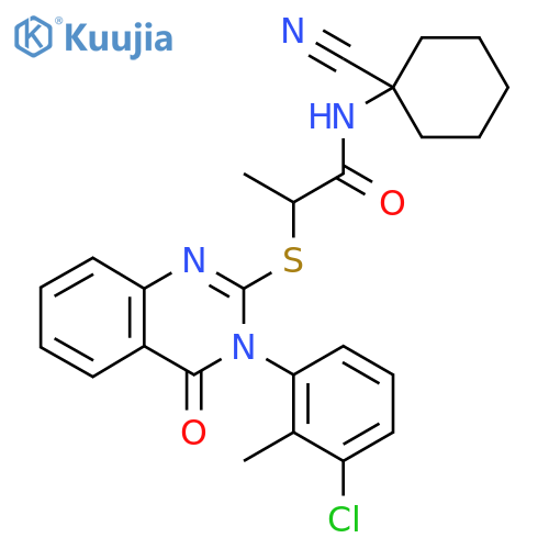 2-[3-(3-chloro-2-methylphenyl)-4-oxoquinazolin-2-yl]sulfanyl-N-(1-cyanocyclohexyl)propanamide structure