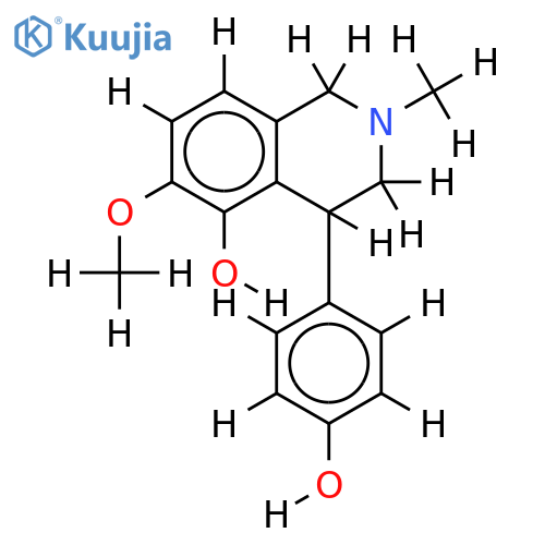 (4S)-4-hydroxyphenyl-6-methoxy-2-methyl-1,2,3,4-tetrahydroisoquinolin-5-ol structure
