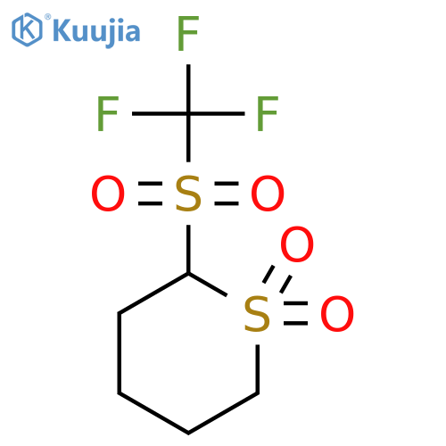 2H-Thiopyran, tetrahydro-2-[(trifluoromethyl)sulfonyl]-, 1,1-dioxide structure