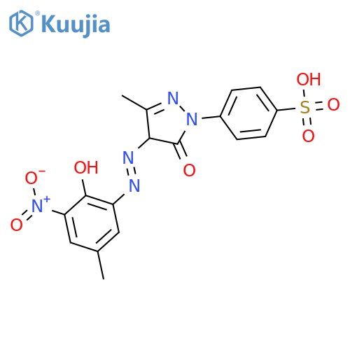 Benzenesulfonic acid,4-[4,5-dihydro-4-[2-(2-hydroxy-5-methyl-3-nitrophenyl)diazenyl]-3-methyl-5-oxo-1H-pyrazol-1-yl]- structure