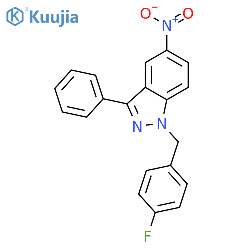 1-(4-fluorobenzyl)-5-nitro-3-phenyl-1H-indazole structure