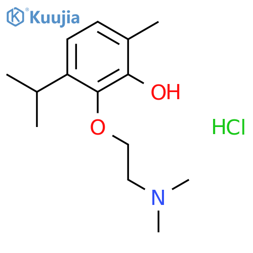 Phenol,2-[2-(dimethylamino)ethoxy]-6-methyl-3-(1-methylethyl)-, hydrochloride (1:1) structure
