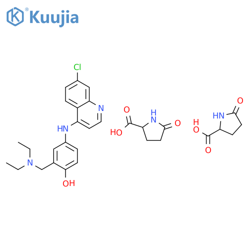 4-[(7-chloroquinolin-4-yl)amino]-2-(diethylaminomethyl)phenol;(2s)-5-oxopyrrolidine-2-carboxylic Acid structure