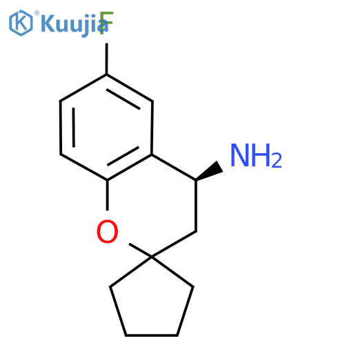 (4S)-6-fluoro-3,4-dihydrospiro1-benzopyran-2,1'-cyclopentane-4-amine structure