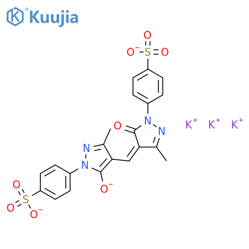 Benzenesulfonic acid,4-[4,5-dihydro-4-[[5-hydroxy-3-methyl-1-(4-sulfophenyl)-1H-pyrazol-4-yl]methylene]-3-methyl-5-oxo-1H-pyrazol-1-yl]-,potassium salt (1:3) structure