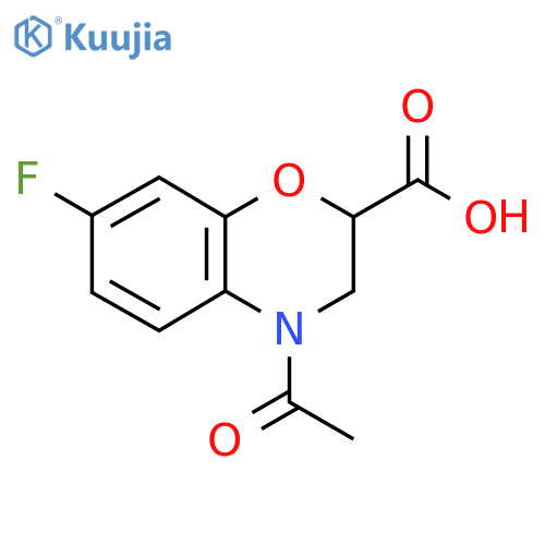 4-acetyl-7-fluoro-3,4-dihydro-2H-1,4-benzoxazine-2-carboxylic acid structure