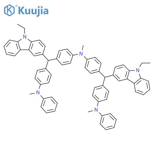 4-((9-Ethyl-9H-carbazol-3-yl)(4-(tolylamino)phenyl)methyl)-N-(4-((9-ethyl-9H-carbazol-3-yl)(4-(tolylamino)phenyl)methyl)phenyl)-N-methylaniline structure