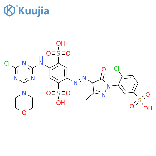 2-[(4-Chloro-6-morpholin-4-yl-1,3,5-triazin-2-yl)amino]-5-[[1-(2-chloro-5-sulfophenyl)-3-methyl-5-oxo-4H-pyrazol-4-yl]diazenyl]benzene-1,4-disulfonic acid structure