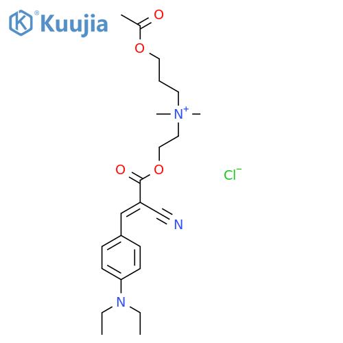 1-Propanaminium,3-(acetyloxy)-N-[2-[[2-cyano-3-[4-(diethylamino)phenyl]-1-oxo-2-propen-1-yl]oxy]ethyl]-N,N-dimethyl-,chloride (1:1) structure