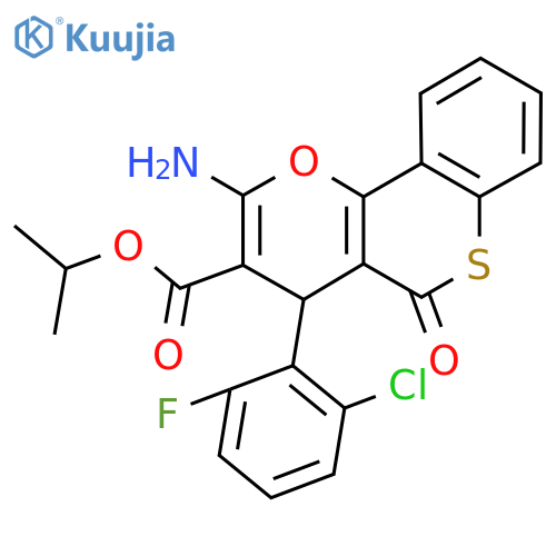 isopropyl 2-amino-4-(2-chloro-6-fluorophenyl)-5-oxo-4H,5H-thiochromeno[4,3-b]pyran-3-carboxylate structure