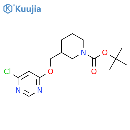 3-[[(6-Chloro-4-pyrimidinyl)oxy]methyl]-1-piperidinecarboxylic acid tert-butyl ester structure